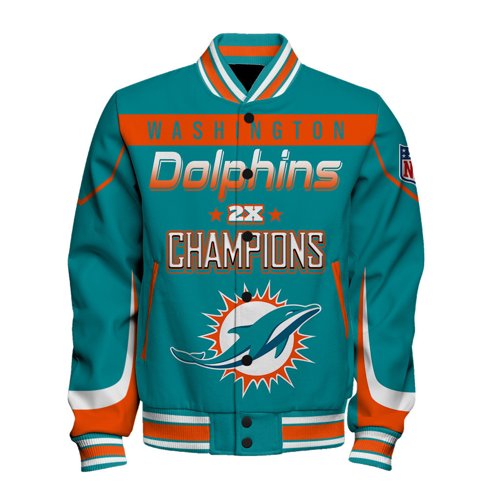 Miami Dolphins 2X Super Bowl Champions Varsity Jacket - Famjoys Miami Dolphins 2X Super Bowl Champions Varsity Jacket - Famjoys