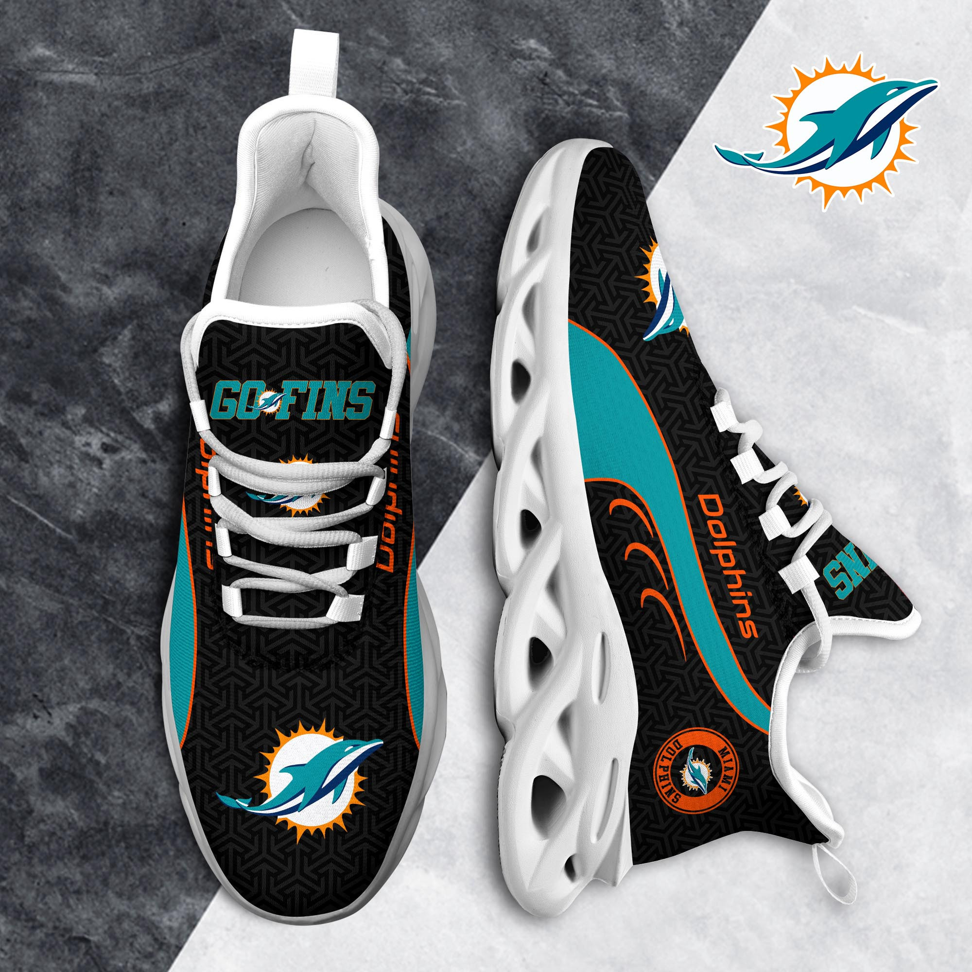 Miami Dolphins Clunky Shoes T-42107 - Famjoys Miami Dolphins Clunky Shoes T-42107 - Famjoys