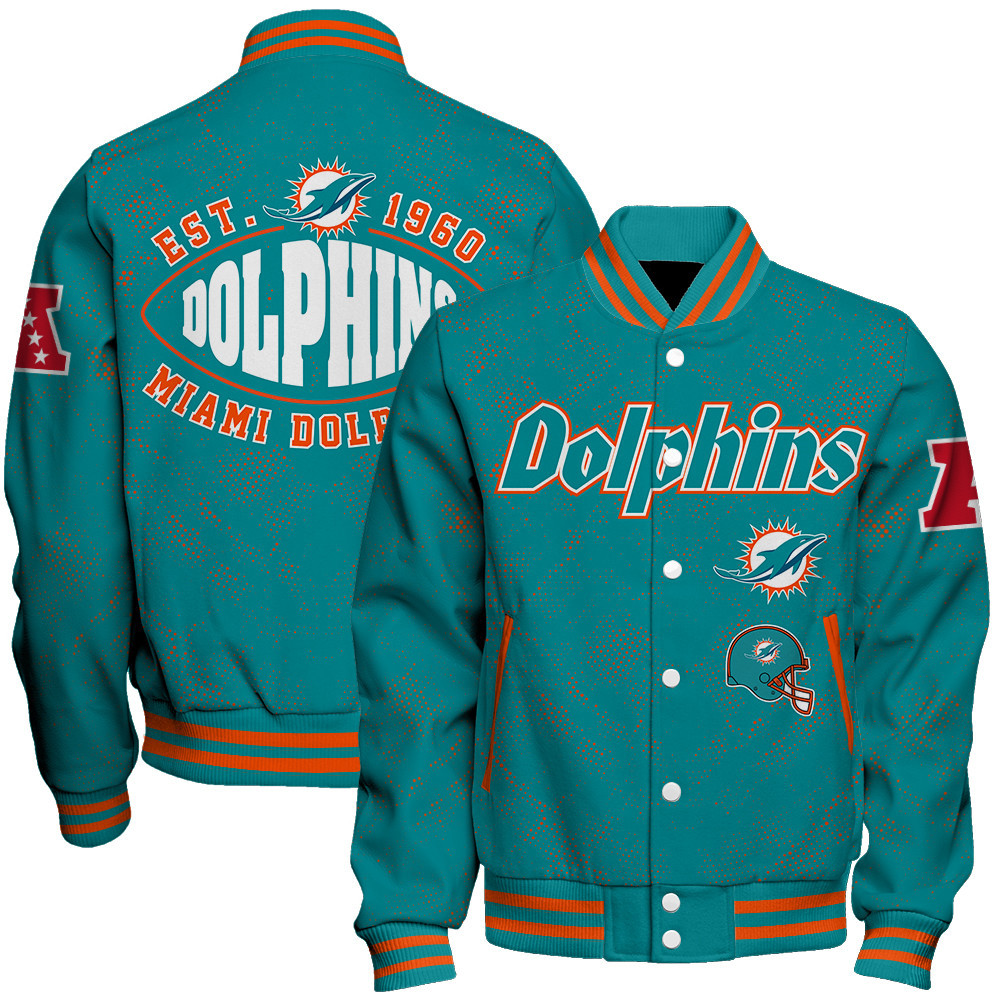 Miami Dolphins - Continue Writing The Dream Unisex Varsity Jacket - Famjoys Miami Dolphins - Continue Writing The Dream Unisex Varsity Jacket - Famjoys