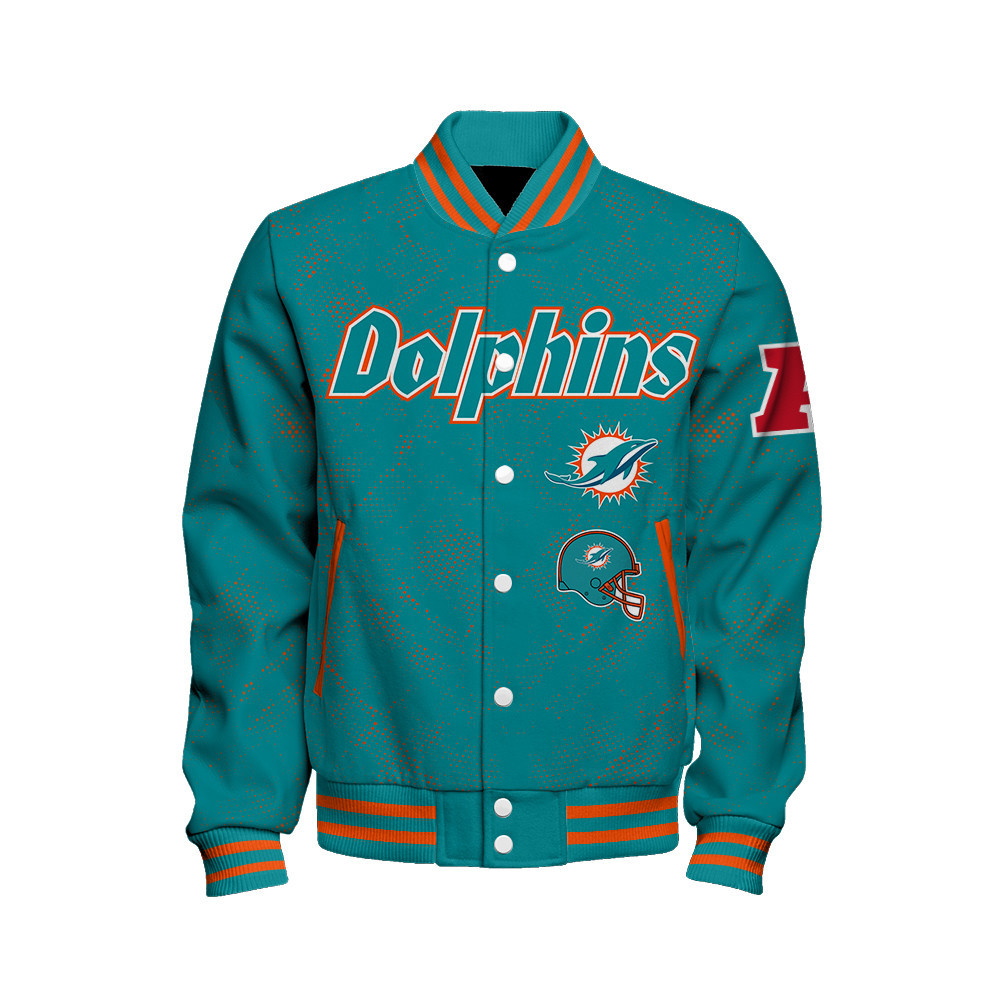 Miami Dolphins - Continue Writing The Dream Unisex Varsity Jacket - Famjoys Miami Dolphins - Continue Writing The Dream Unisex Varsity Jacket - Famjoys
