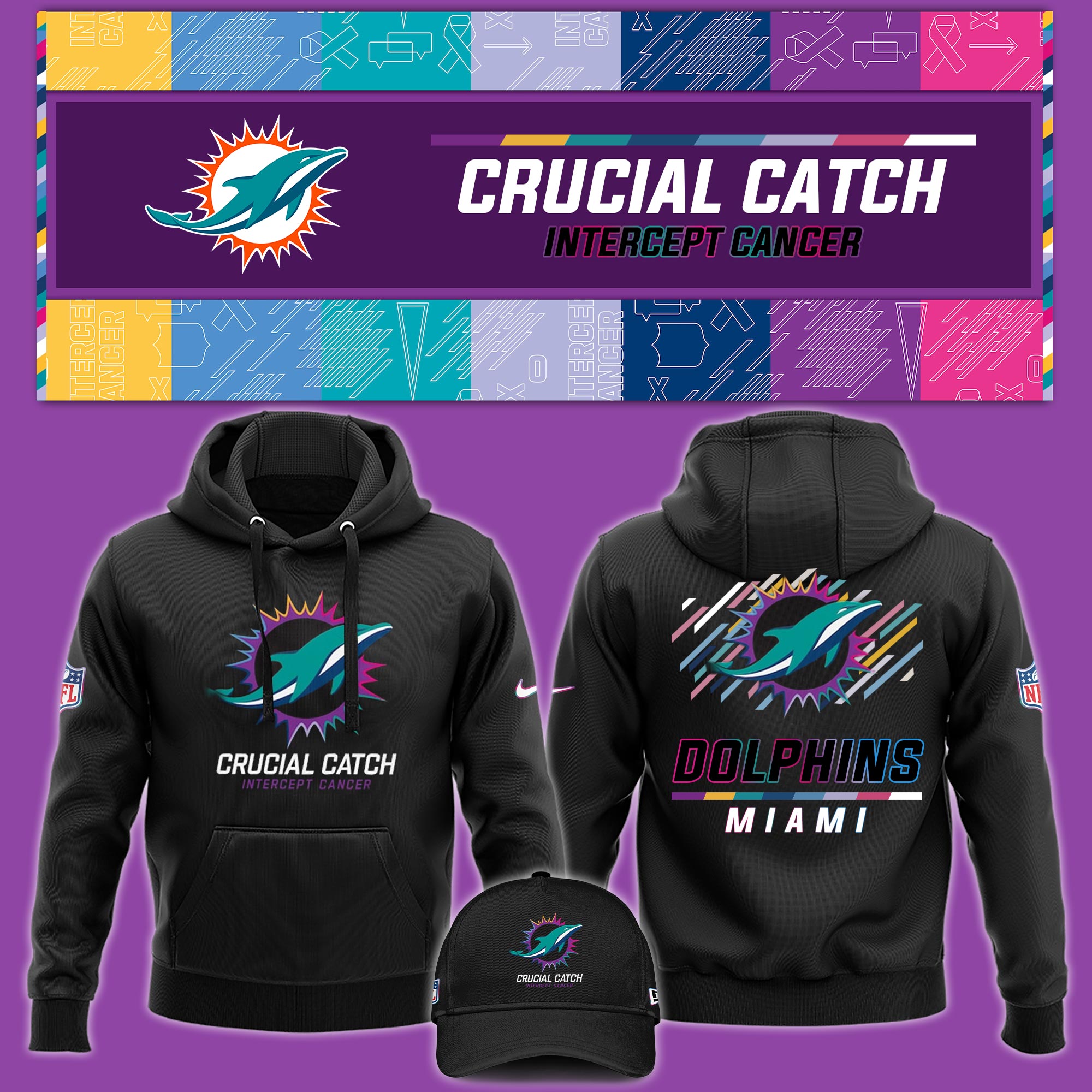 Miami Dolphins Crucial Catch Hoodie - Famjoys Miami Dolphins Crucial Catch Hoodie - Famjoys