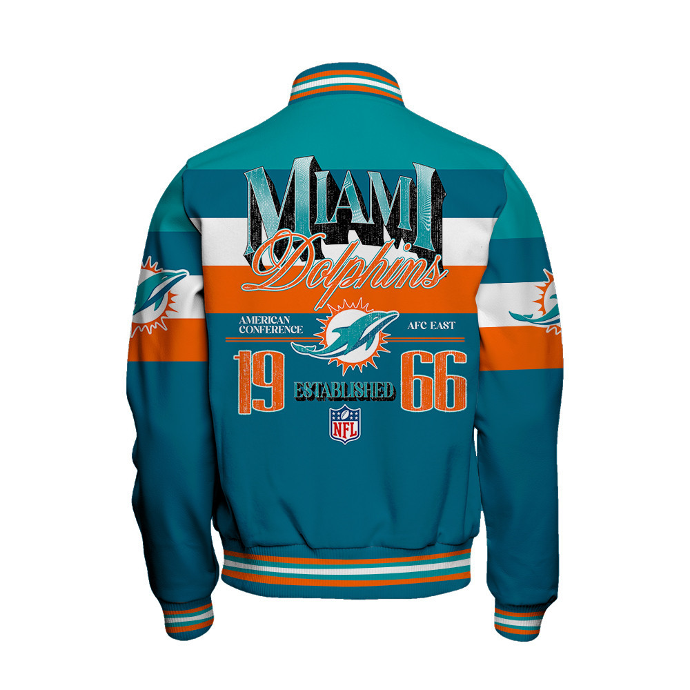Miami Dolphins - Fire Burning Opponents Unisex Varsity Jacket - Famjoys Miami Dolphins - Fire Burning Opponents Unisex Varsity Jacket - Famjoys