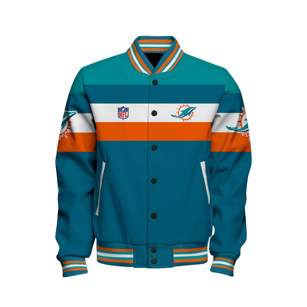 Miami Dolphins - Fire Burning Opponents Unisex Varsity Jacket - Famjoys Miami Dolphins - Fire Burning Opponents Unisex Varsity Jacket - Famjoys