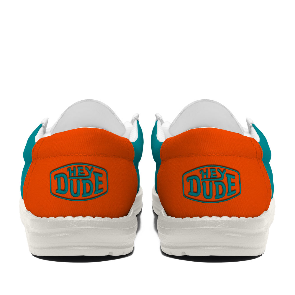Miami Dolphins Football Hey Dude Canvas Loafer Shoes – Custom Name - Famjoys Miami Dolphins Football Hey Dude Canvas Loafer Shoes – Custom Name - Famjoys