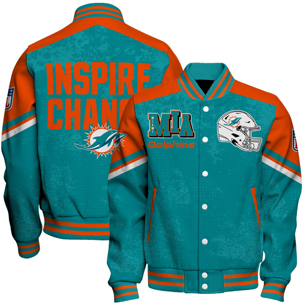 Miami Dolphins - Immortal Style Unisex Varsity Jacket - Famjoys Miami Dolphins - Immortal Style Unisex Varsity Jacket - Famjoys