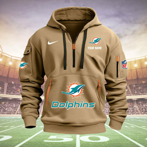 Miami Dolphins New Personalized Quarter Zip Hoodie AZBTQZH000005 - Famjoys Miami Dolphins New Personalized Quarter Zip Hoodie AZBTQZH000005 - Famjoys