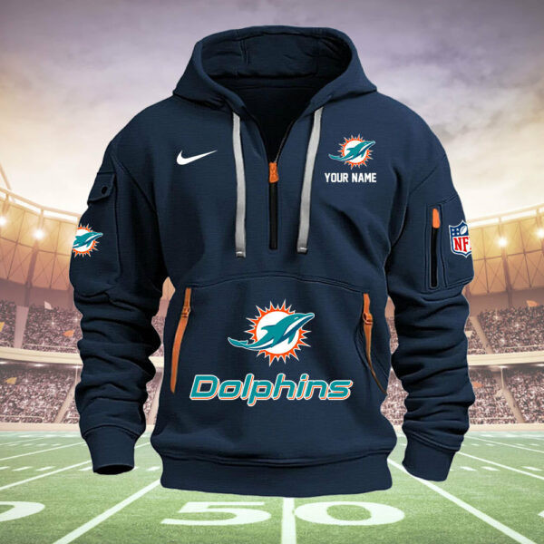 Miami Dolphins New Personalized Quarter Zip Hoodie AZBTQZH000005 - Famjoys Miami Dolphins New Personalized Quarter Zip Hoodie AZBTQZH000005 - Famjoys