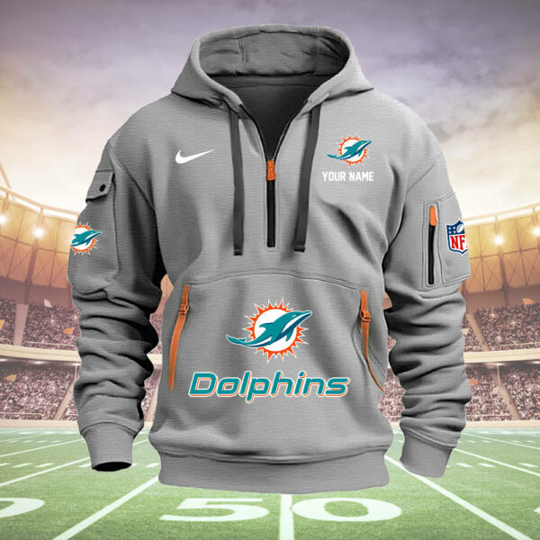 Miami Dolphins New Personalized Quarter Zip Hoodie AZBTQZH000005 - Famjoys Miami Dolphins New Personalized Quarter Zip Hoodie AZBTQZH000005 - Famjoys