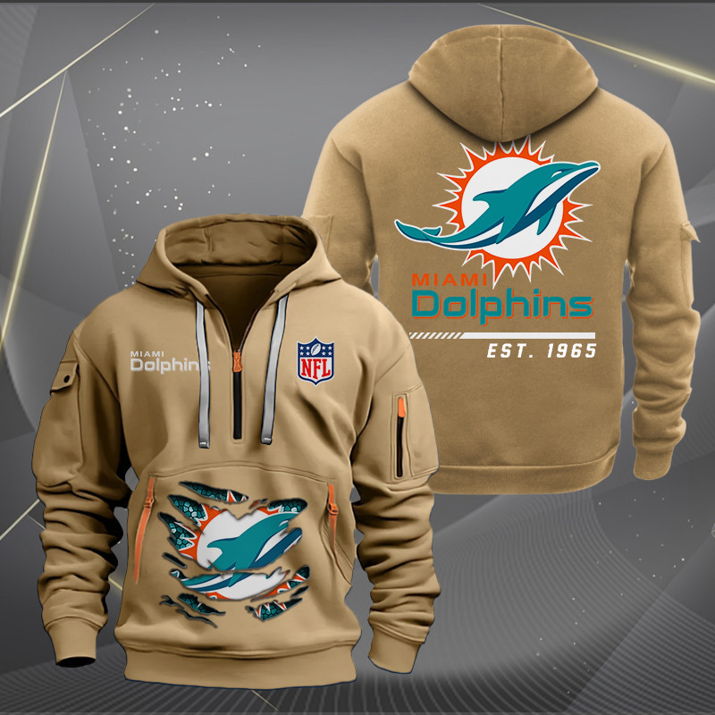 Miami Dolphins New Personalized Quarter Zip Hoodie AZBTQZH000114 - Famjoys Miami Dolphins New Personalized Quarter Zip Hoodie AZBTQZH000114 - Famjoys