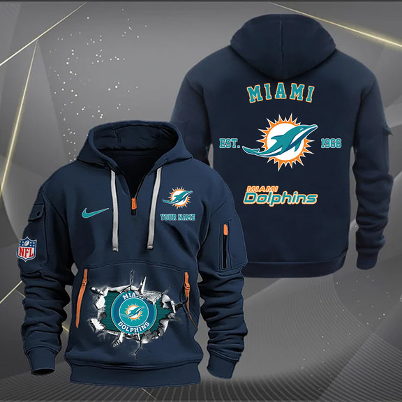 Miami Dolphins New Personalized Quarter Zip Hoodie AZBTQZH000133 - Famjoys Miami Dolphins New Personalized Quarter Zip Hoodie AZBTQZH000133 - Famjoys