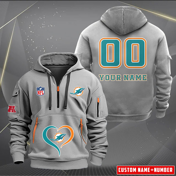Miami Dolphins New Personalized Quarter Zip Hoodie AZBTQZH000146 - Famjoys Miami Dolphins New Personalized Quarter Zip Hoodie AZBTQZH000146 - Famjoys
