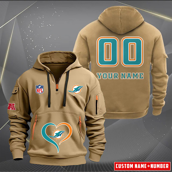 Miami Dolphins New Personalized Quarter Zip Hoodie AZBTQZH000146 - Famjoys Miami Dolphins New Personalized Quarter Zip Hoodie AZBTQZH000146 - Famjoys