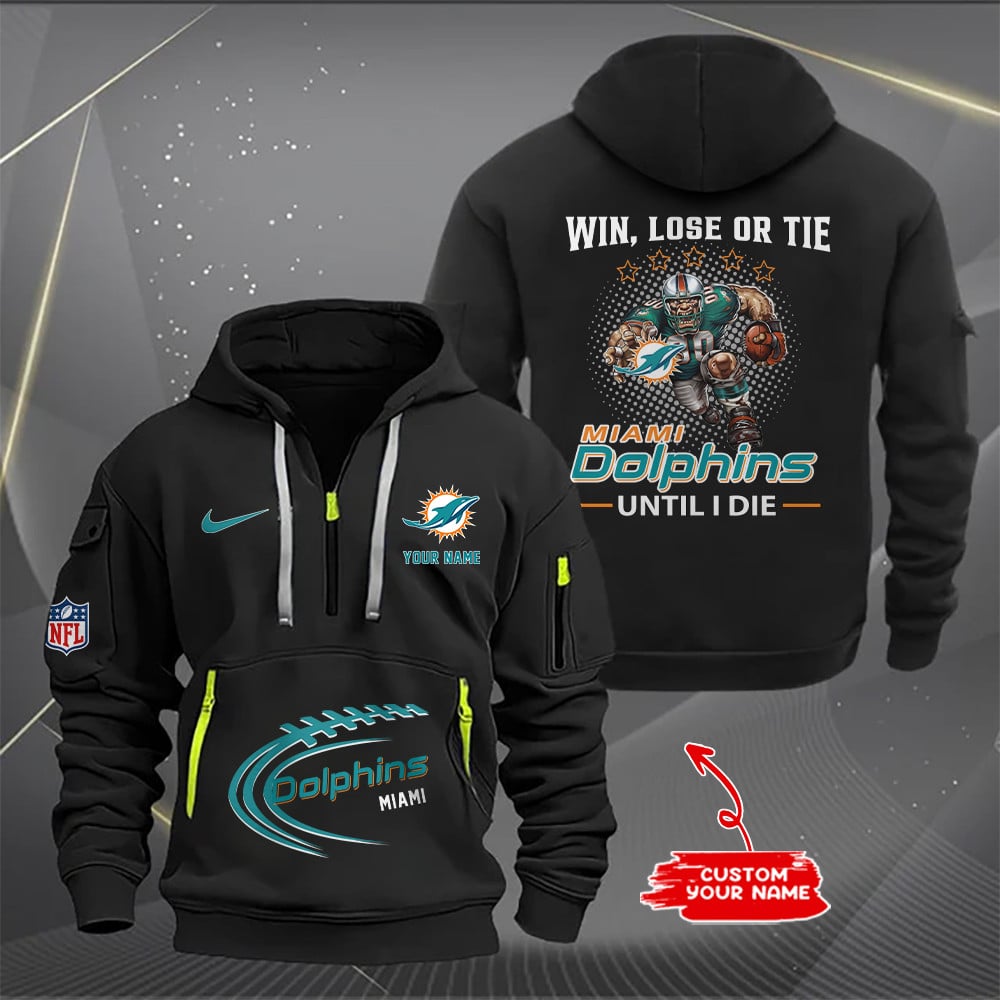 Miami Dolphins New Personalized Quarter Zip Hoodie AZBTQZH000172 - Famjoys Miami Dolphins New Personalized Quarter Zip Hoodie AZBTQZH000172 - Famjoys