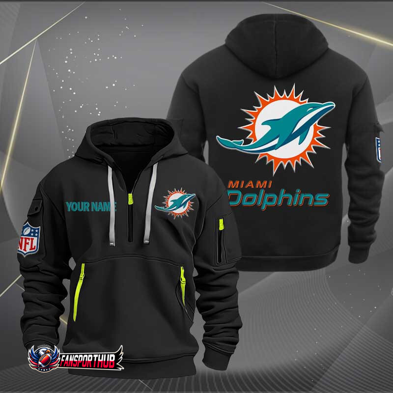 Miami Dolphins New Personalized Quarter Zip Hoodie AZBTQZH000213 - Famjoys Miami Dolphins New Personalized Quarter Zip Hoodie AZBTQZH000213 - Famjoys