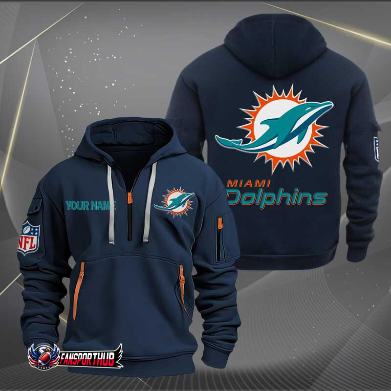 Miami Dolphins New Personalized Quarter Zip Hoodie AZBTQZH000213 - Famjoys Miami Dolphins New Personalized Quarter Zip Hoodie AZBTQZH000213 - Famjoys