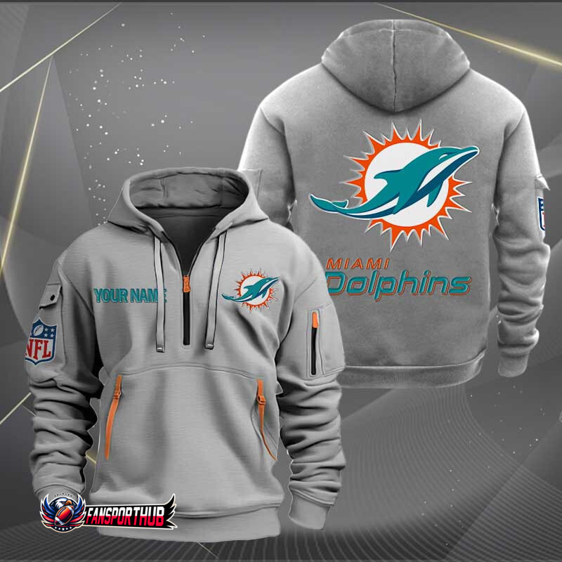 Miami Dolphins New Personalized Quarter Zip Hoodie AZBTQZH000213 - Famjoys Miami Dolphins New Personalized Quarter Zip Hoodie AZBTQZH000213 - Famjoys