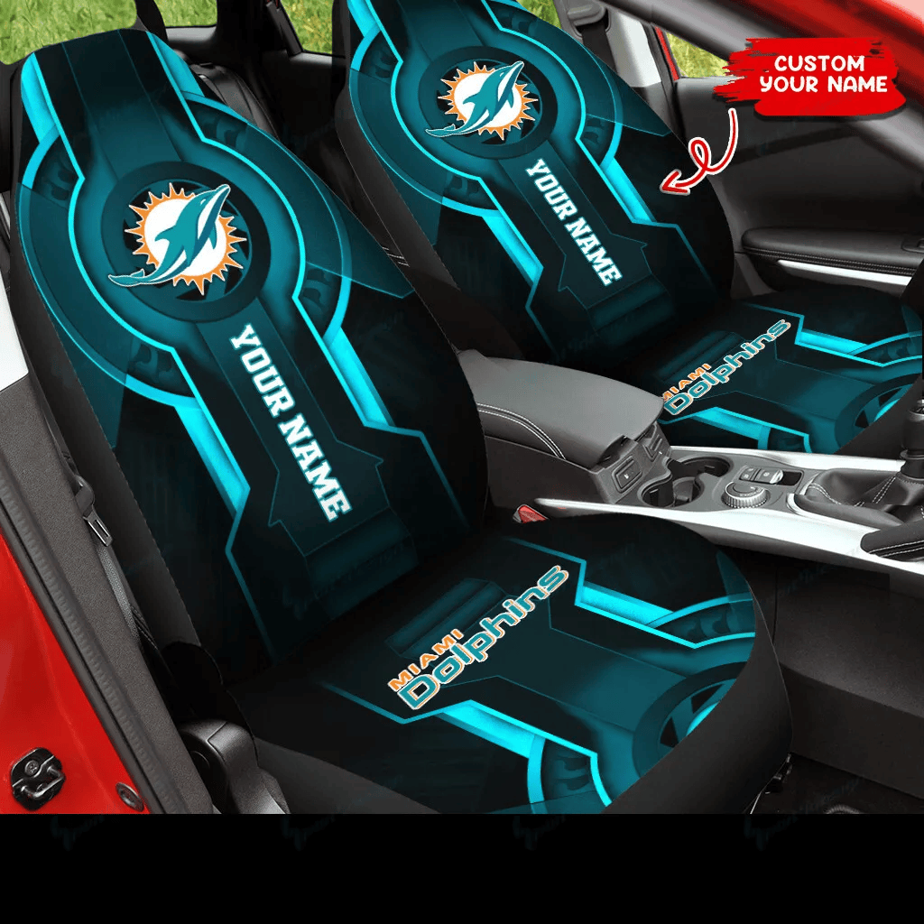 Miami Dolphins Personalized Car Seat Covers BG309 - Famjoys Miami Dolphins Personalized Car Seat Covers BG309 - Famjoys
