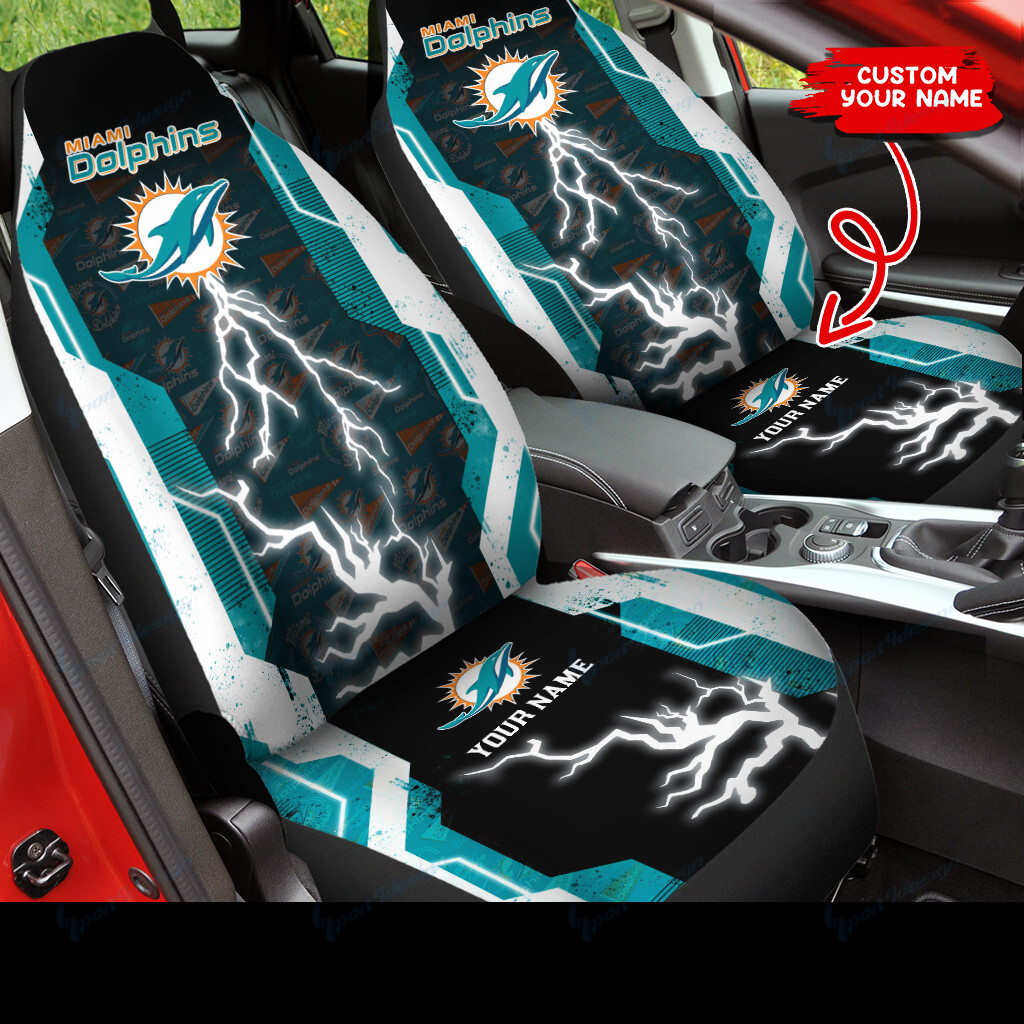 Miami Dolphins Personalized Car Seat Covers BG349 - Famjoys Miami Dolphins Personalized Car Seat Covers BG349 - Famjoys