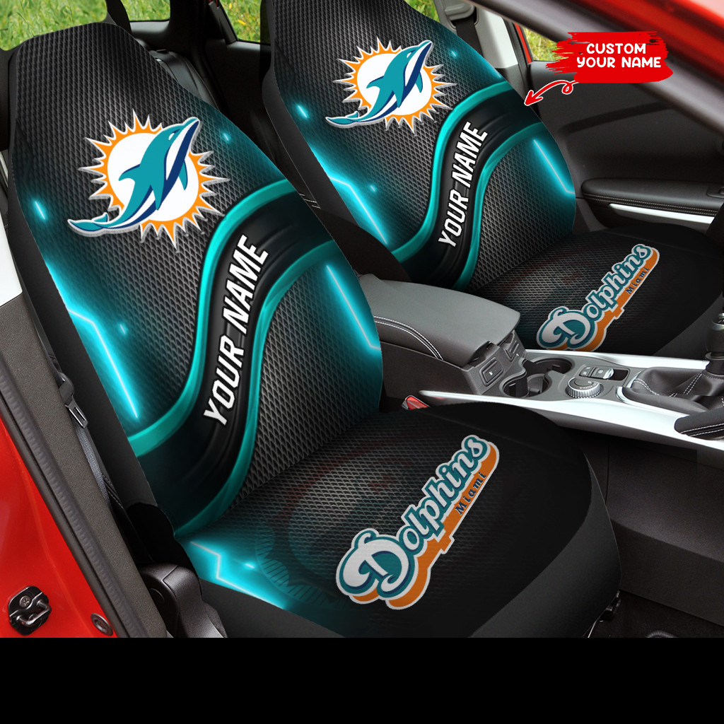 Miami Dolphins Personalized Car Seat Covers BG472 - Famjoys Miami Dolphins Personalized Car Seat Covers BG472 - Famjoys