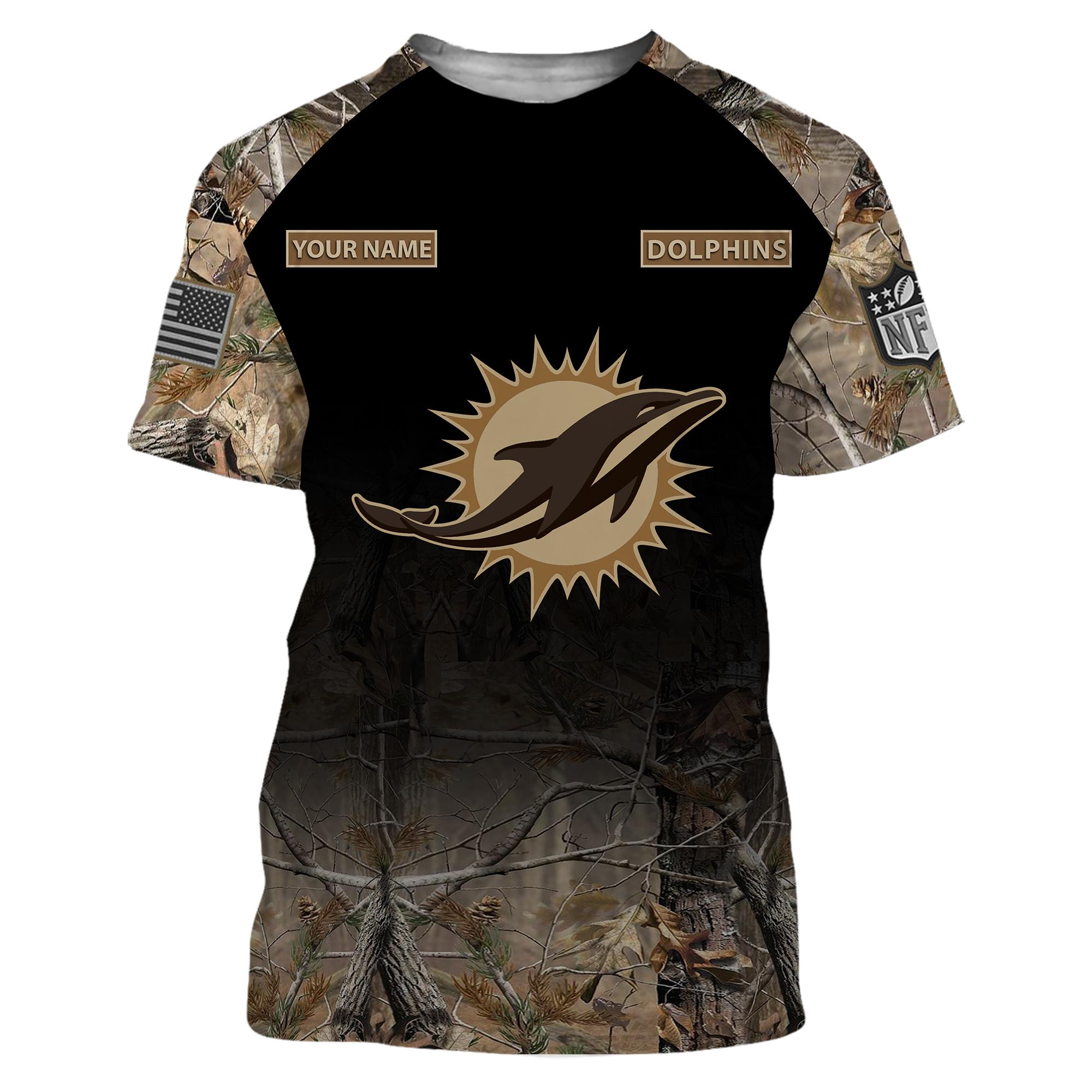Miami Dolphins Personalized Hunting Camo Hoodie,T-Shirt, Sweatshirt, Zipper - Famjoys Miami Dolphins Personalized Hunting Camo Hoodie,T-Shirt, Sweatshirt, Zipper - Famjoys