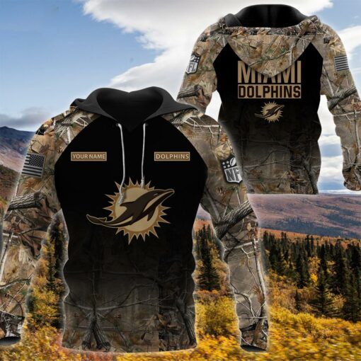Miami Dolphins Personalized Hunting Camo Hoodie,T-Shirt, Sweatshirt, Zipper - Famjoys Miami Dolphins Personalized Hunting Camo Hoodie,T-Shirt, Sweatshirt, Zipper - Famjoys