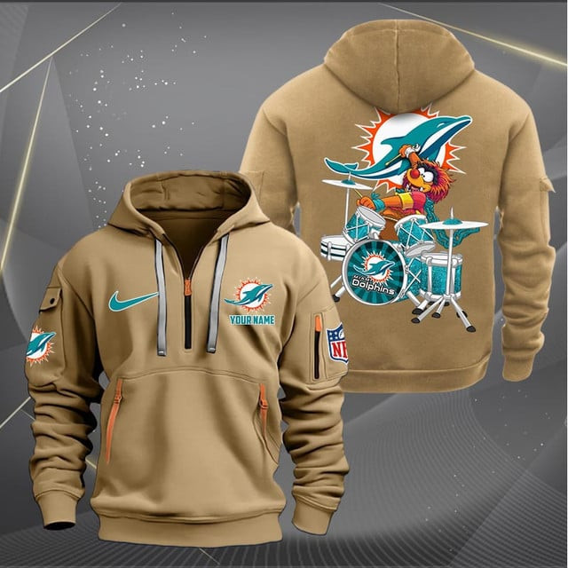 Miami Dolphins Premium Personalized Quarter Zip Hoodie AZBTCQZH000020 - Famjoys Miami Dolphins Premium Personalized Quarter Zip Hoodie AZBTCQZH000020 - Famjoys