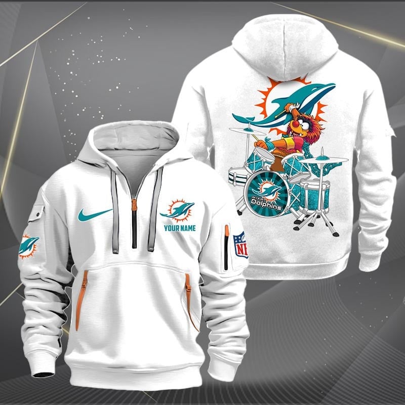 Miami Dolphins Premium Personalized Quarter Zip Hoodie AZBTCQZH000020 - Famjoys Miami Dolphins Premium Personalized Quarter Zip Hoodie AZBTCQZH000020 - Famjoys