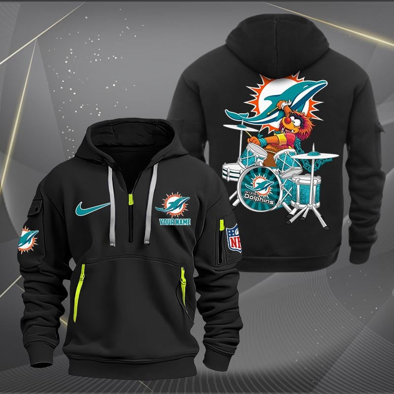 Miami Dolphins Premium Personalized Quarter Zip Hoodie AZBTCQZH000020 - Famjoys Miami Dolphins Premium Personalized Quarter Zip Hoodie AZBTCQZH000020 - Famjoys