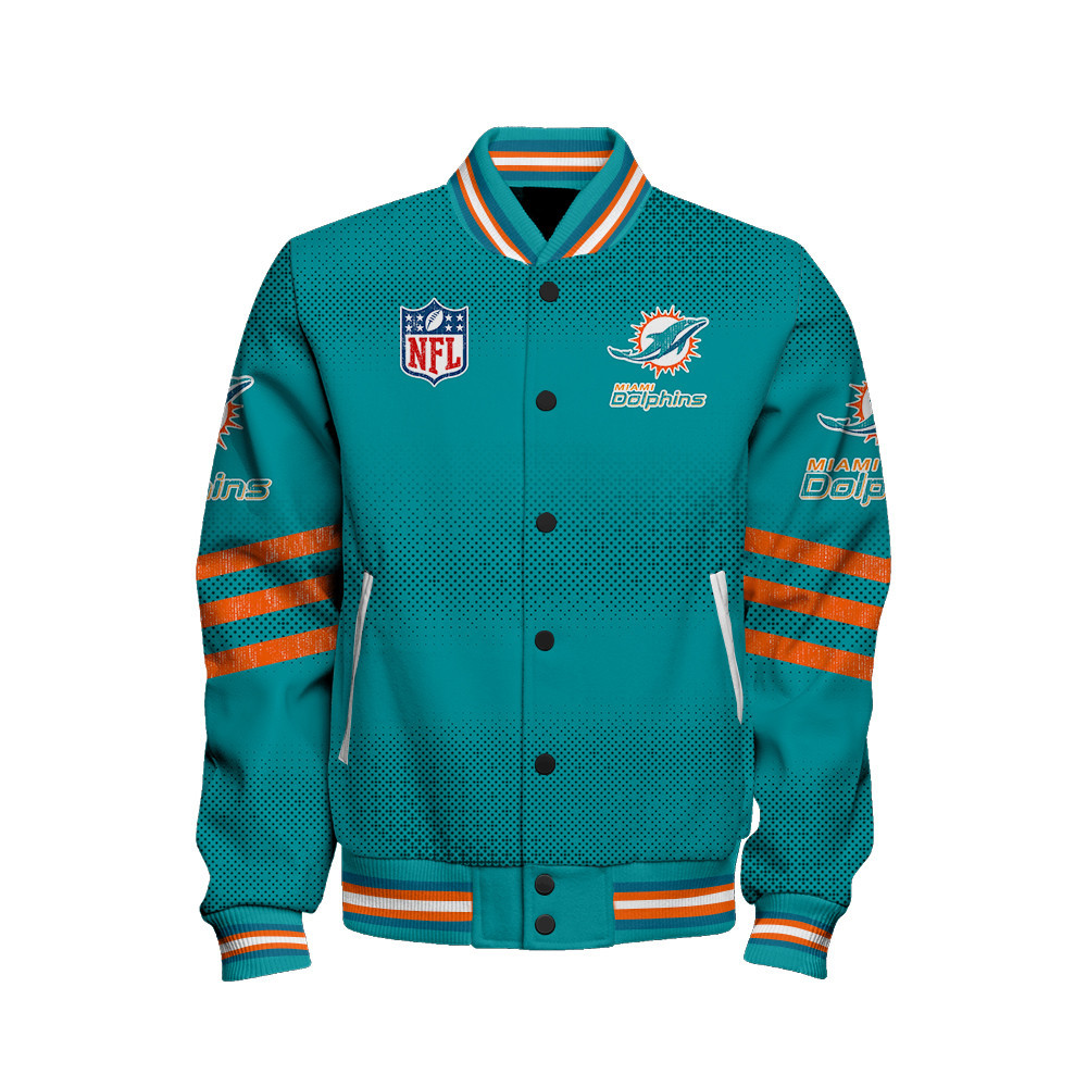 Miami Dolphins Proud Of Every Championship Win Unisex Varsity Jacket - Famjoys Miami Dolphins Proud Of Every Championship Win Unisex Varsity Jacket - Famjoys