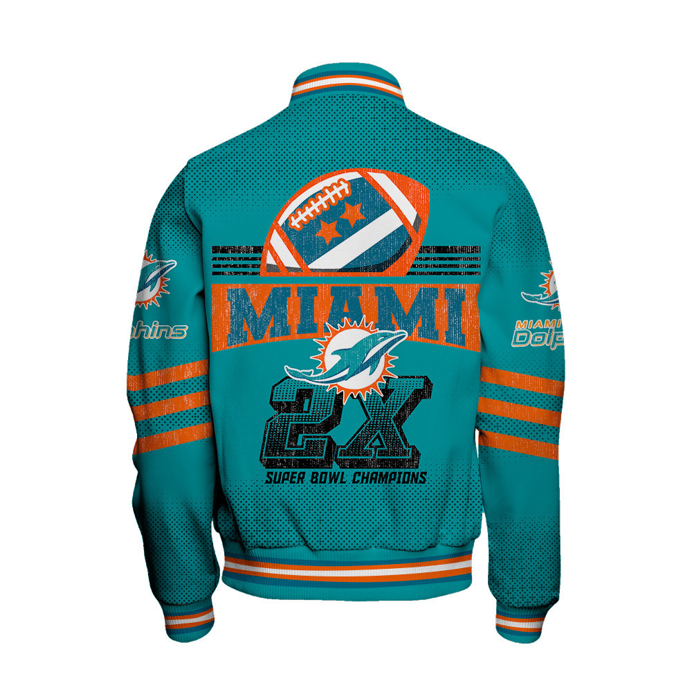 Miami Dolphins Proud Of Every Championship Win Unisex Varsity Jacket - Famjoys Miami Dolphins Proud Of Every Championship Win Unisex Varsity Jacket - Famjoys