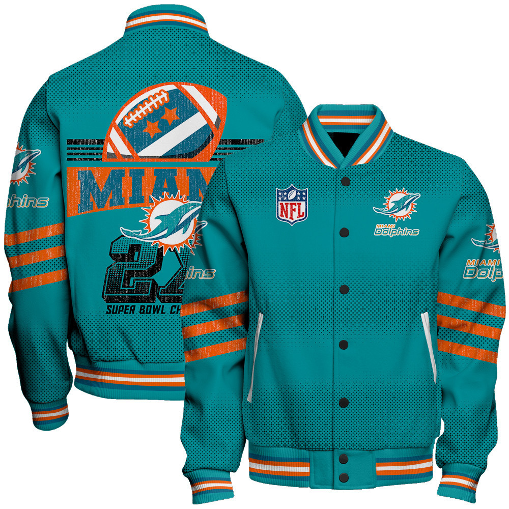 Miami Dolphins Proud Of Every Championship Win Unisex Varsity Jacket - Famjoys Miami Dolphins Proud Of Every Championship Win Unisex Varsity Jacket - Famjoys