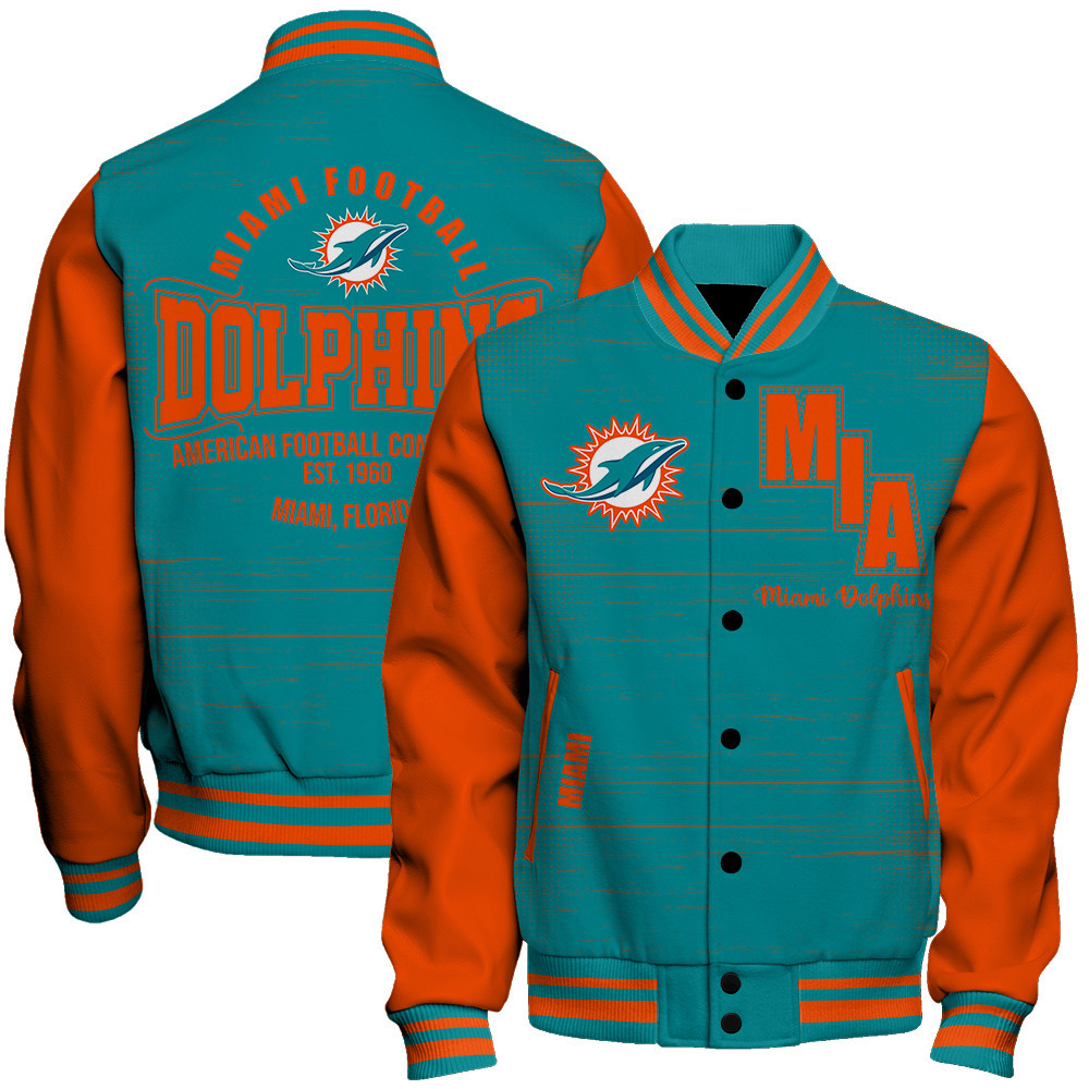 Miami Dolphins - Proud Of The Shirt Unisex Varsity Jacket - Famjoys Miami Dolphins - Proud Of The Shirt Unisex Varsity Jacket - Famjoys