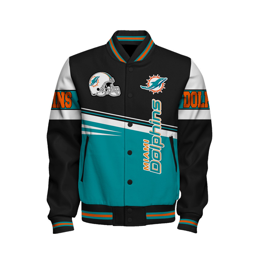 Miami Dolphins - Second Family Unisex Varsity Jacket - Famjoys Miami Dolphins - Second Family Unisex Varsity Jacket - Famjoys