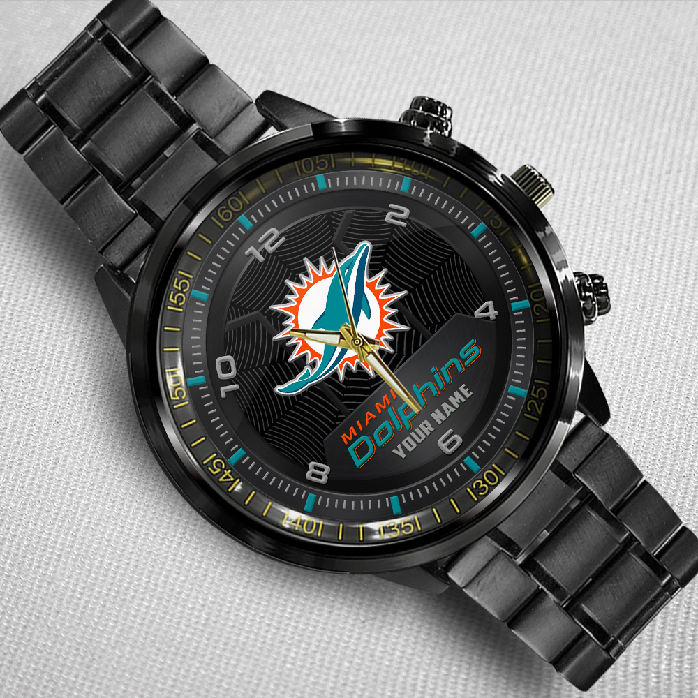 Miami Dolphins Stainless Steel Watch - Famjoys Miami Dolphins Stainless Steel Watch - Famjoys