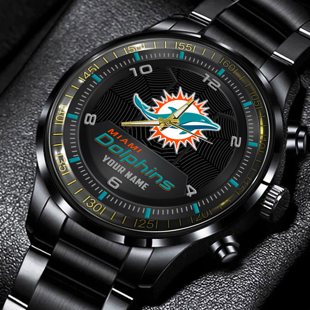 Miami Dolphins Stainless Steel Watch - Famjoys Miami Dolphins Stainless Steel Watch - Famjoys