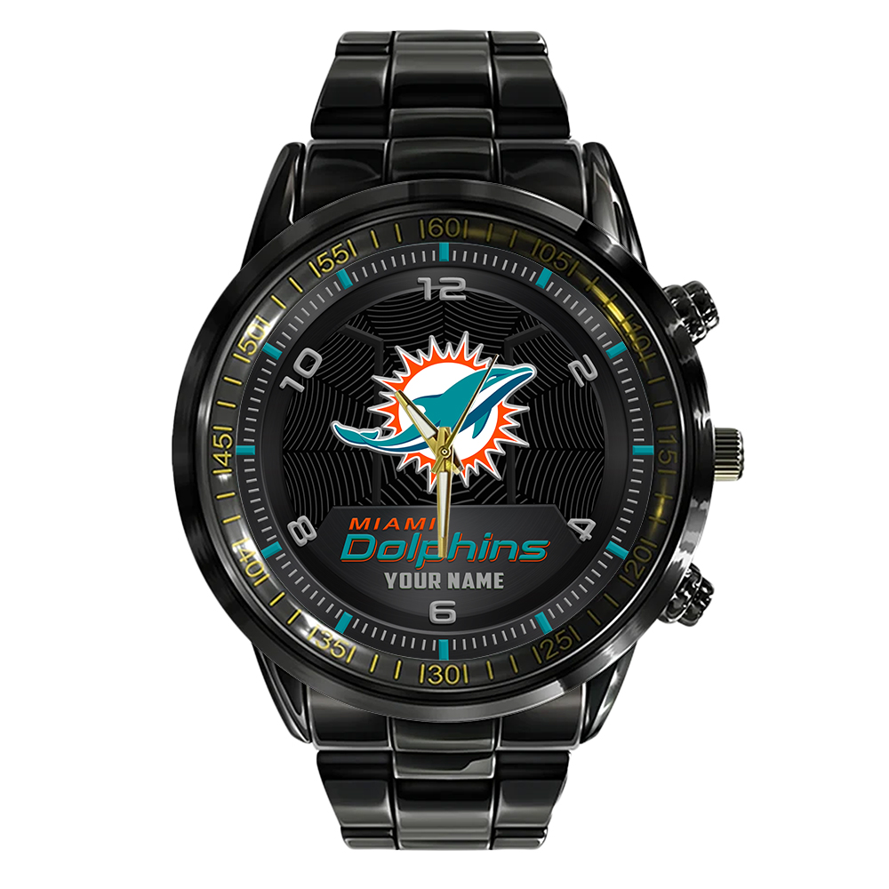 Miami Dolphins Stainless Steel Watch - Famjoys Miami Dolphins Stainless Steel Watch - Famjoys