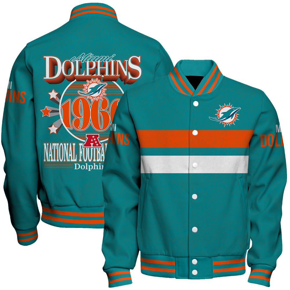 Miami Dolphins - Super Durable Unisex Varsity Jacket - Famjoys Miami Dolphins - Super Durable Unisex Varsity Jacket - Famjoys