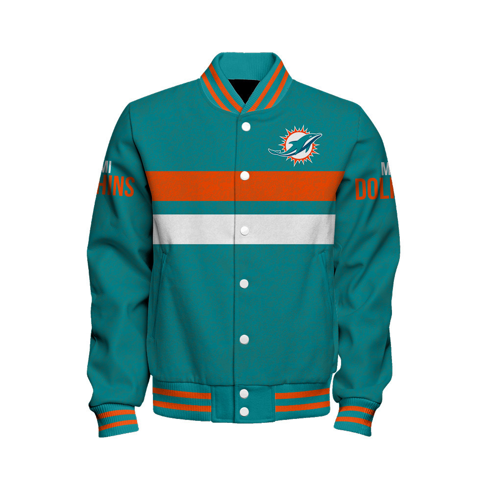 Miami Dolphins - Super Durable Unisex Varsity Jacket - Famjoys Miami Dolphins - Super Durable Unisex Varsity Jacket - Famjoys