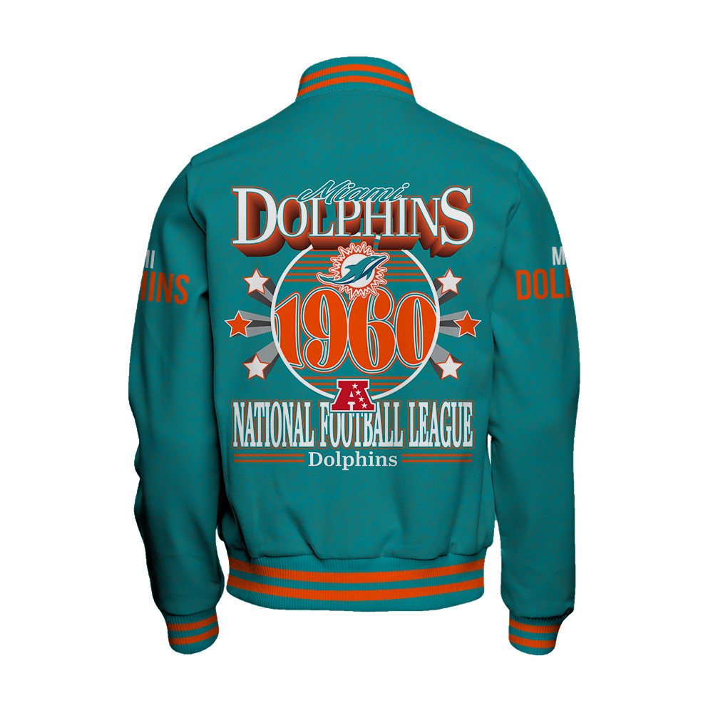 Miami Dolphins - Super Durable Unisex Varsity Jacket - Famjoys Miami Dolphins - Super Durable Unisex Varsity Jacket - Famjoys