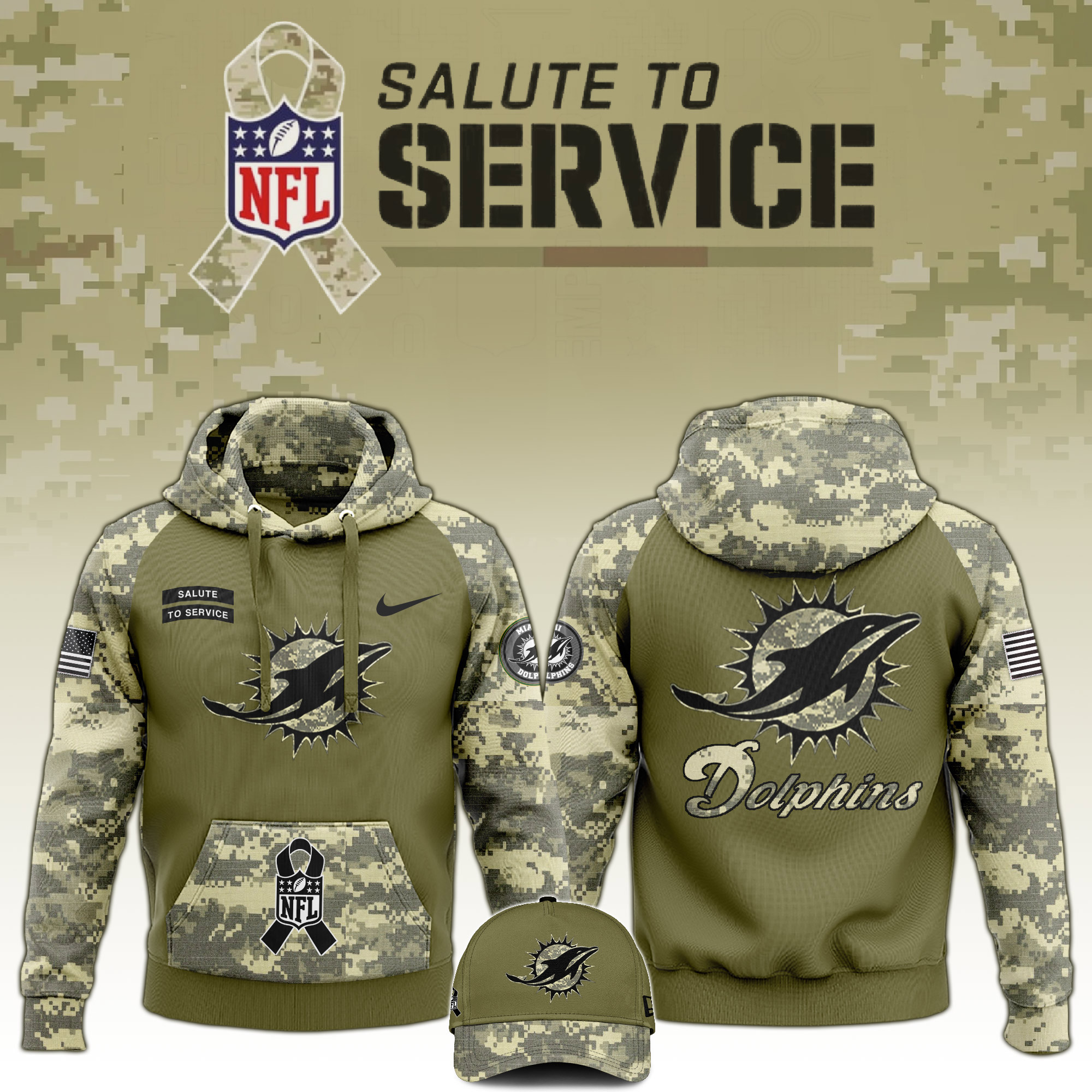 Miami Dolphins Veterans Day Hoodie - Famjoys Miami Dolphins Veterans Day Hoodie - Famjoys