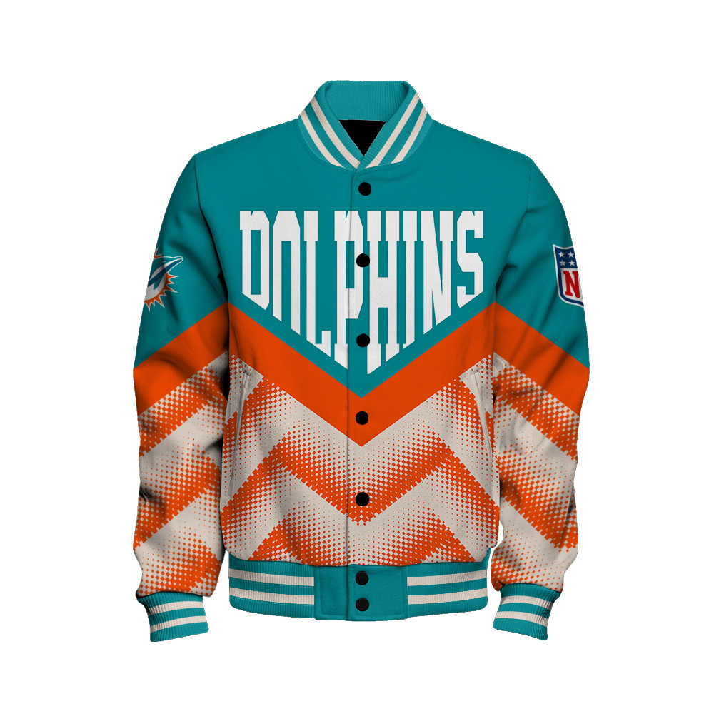 Miami Dolphins - We Are One Unisex Varsity Jacket - Famjoys Miami Dolphins - We Are One Unisex Varsity Jacket - Famjoys