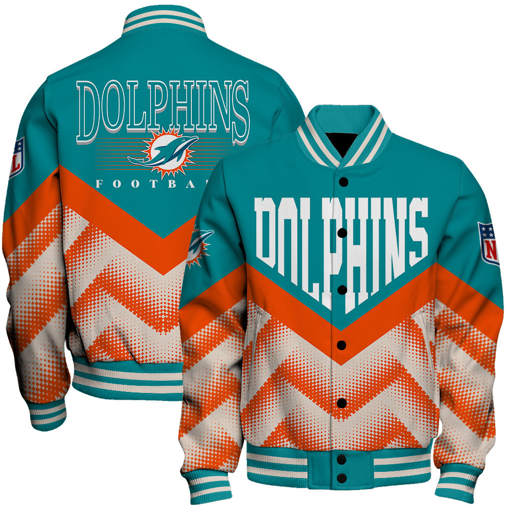 Miami Dolphins - We Are One Unisex Varsity Jacket - Famjoys Miami Dolphins - We Are One Unisex Varsity Jacket - Famjoys