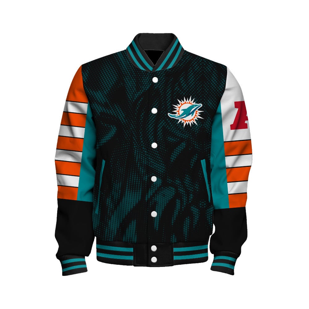 Miami Dolphins - Wear Your Passion Unisex Varsity Jacket - Famjoys Miami Dolphins - Wear Your Passion Unisex Varsity Jacket - Famjoys