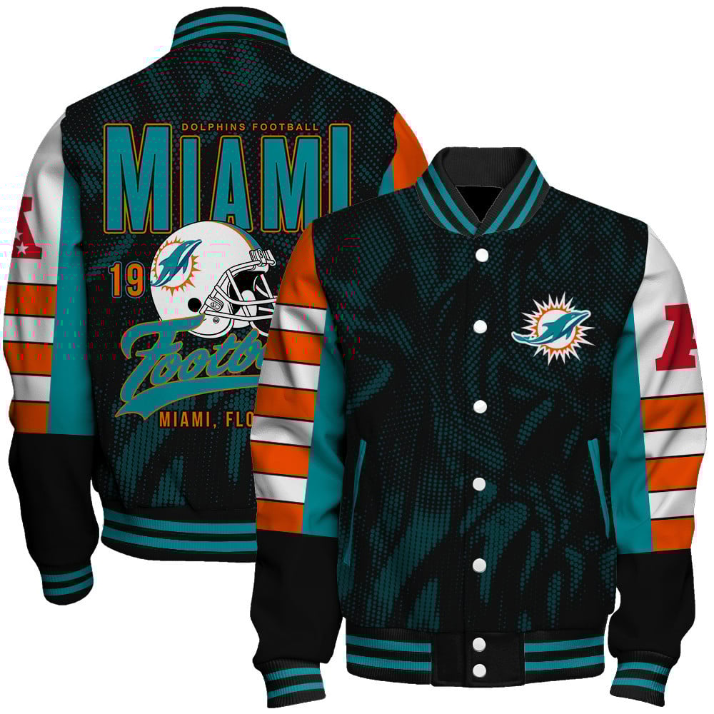 Miami Dolphins - Wear Your Passion Unisex Varsity Jacket - Famjoys Miami Dolphins - Wear Your Passion Unisex Varsity Jacket - Famjoys
