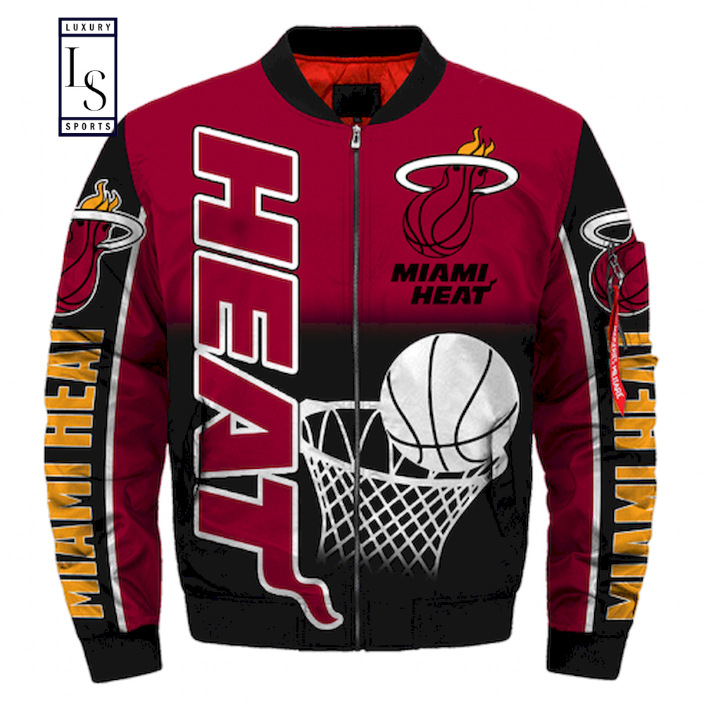 Miami Heat Score Bomber Jacket - Famjoys Miami Heat Score Bomber Jacket - Famjoys