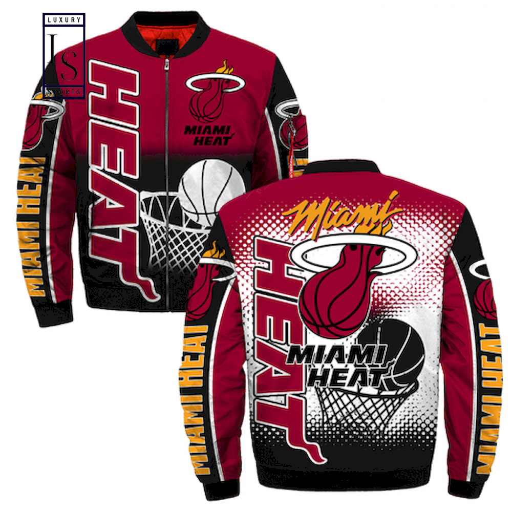 Miami Heat Score Bomber Jacket - Famjoys Miami Heat Score Bomber Jacket - Famjoys