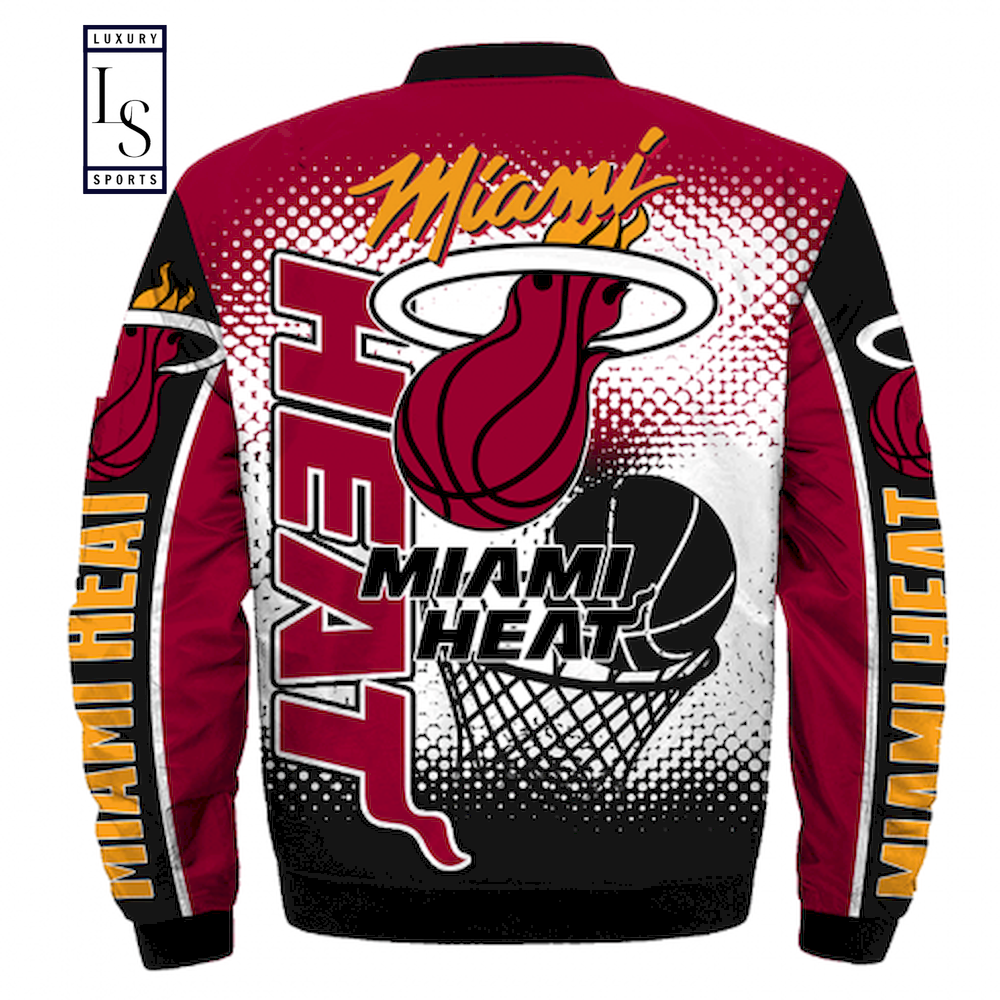 Miami Heat Score Bomber Jacket - Famjoys Miami Heat Score Bomber Jacket - Famjoys