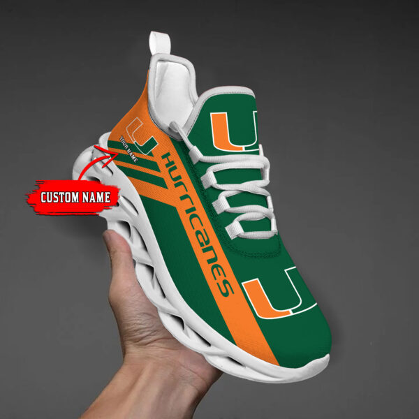 Miami Hurricanes Custom Name PERSONALIZED MAX SOUL SHOES DS004 - Famjoys Miami Hurricanes Custom Name PERSONALIZED MAX SOUL SHOES DS004 - Famjoys