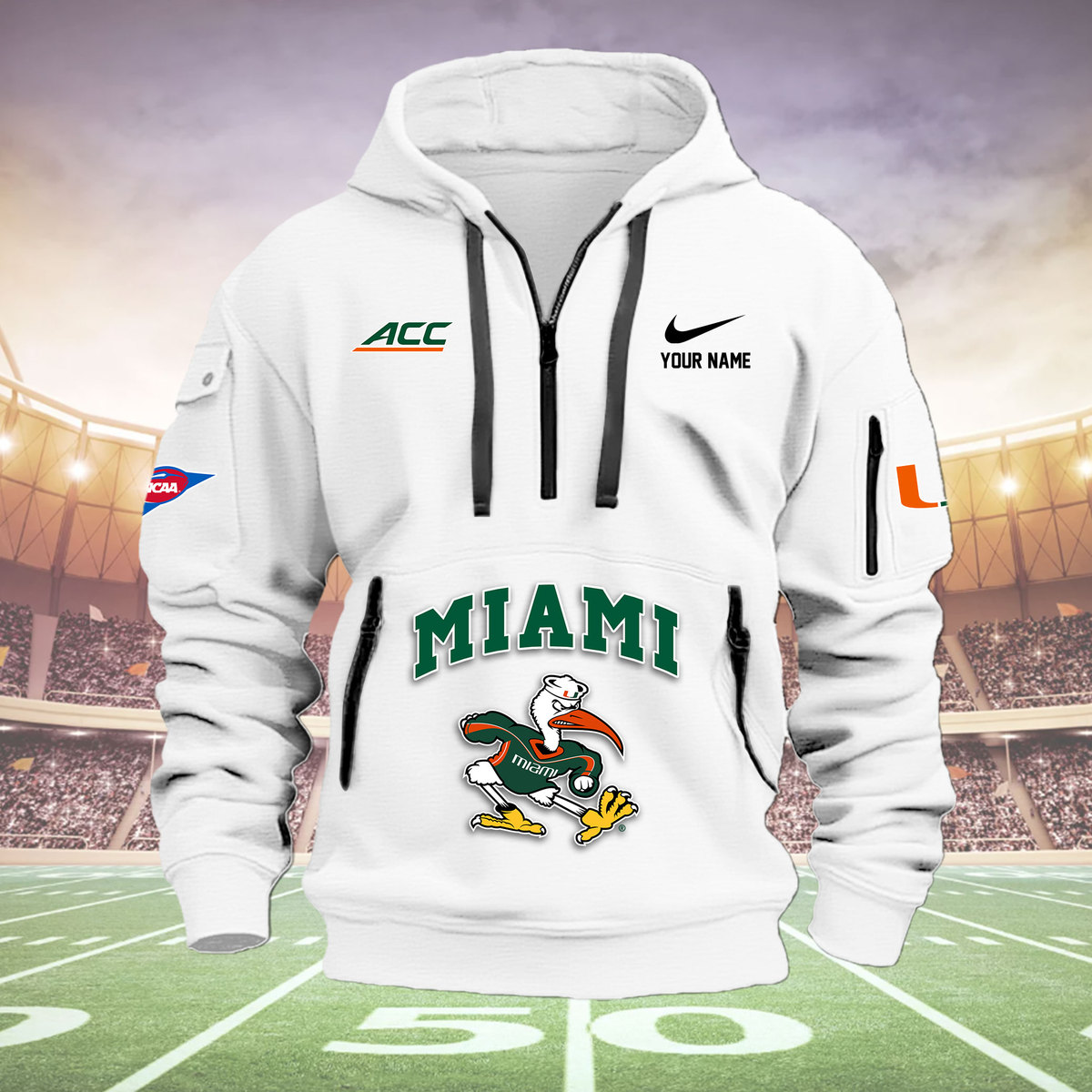 Miami hurricanes football Heavy Hoodie - Famjoys Miami hurricanes football Heavy Hoodie - Famjoys