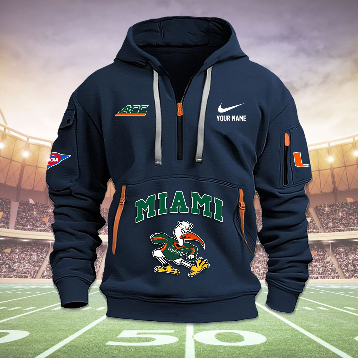 Miami hurricanes football Heavy Hoodie - Famjoys Miami hurricanes football Heavy Hoodie - Famjoys